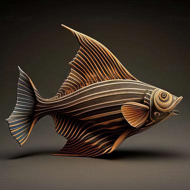 3D model Diagonally striped catfish fish (STL)